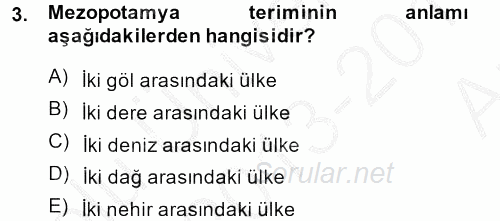 Eski Mezopotamya ve Mısır Tarihi 2013 - 2014 Ara Sınavı 3.Soru