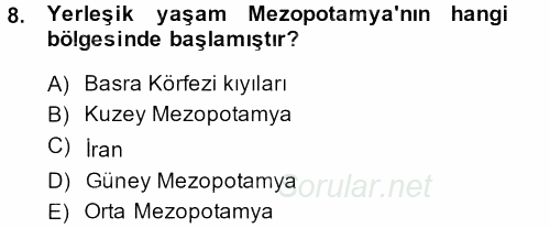Eski Mezopotamya ve Mısır Tarihi 2013 - 2014 Ara Sınavı 8.Soru