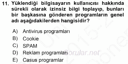 Büro Teknolojileri 2015 - 2016 Dönem Sonu Sınavı 11.Soru