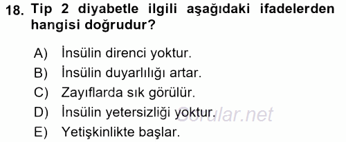 Yaşlı ve Hasta Bakım Hizmetleri 2016 - 2017 Ara Sınavı 18.Soru