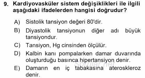 Yaşlı ve Hasta Bakım Hizmetleri 2016 - 2017 Ara Sınavı 9.Soru