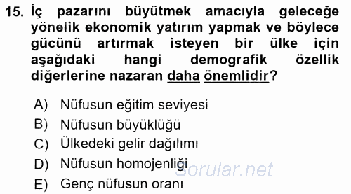 Diş Politika Analizi 2016 - 2017 Dönem Sonu Sınavı 15.Soru