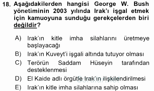 Diş Politika Analizi 2016 - 2017 Dönem Sonu Sınavı 18.Soru