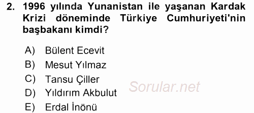 Diş Politika Analizi 2016 - 2017 Dönem Sonu Sınavı 2.Soru