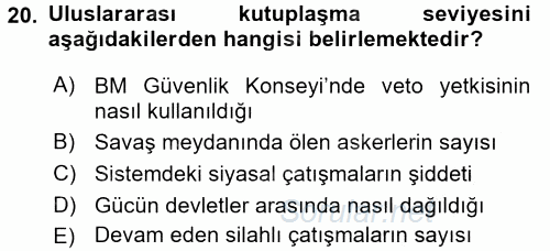Diş Politika Analizi 2016 - 2017 Dönem Sonu Sınavı 20.Soru