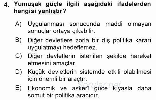 Diş Politika Analizi 2016 - 2017 Dönem Sonu Sınavı 4.Soru