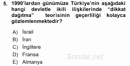 Diş Politika Analizi 2016 - 2017 Dönem Sonu Sınavı 5.Soru