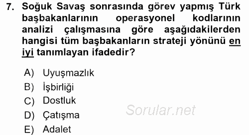 Diş Politika Analizi 2016 - 2017 Dönem Sonu Sınavı 7.Soru