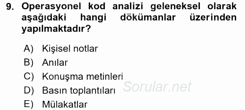 Diş Politika Analizi 2016 - 2017 Dönem Sonu Sınavı 9.Soru