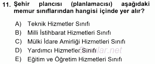 Kamu Personel Hukuku 2017 - 2018 Ara Sınavı 11.Soru