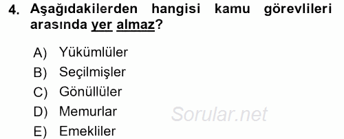 Kamu Personel Hukuku 2017 - 2018 Ara Sınavı 4.Soru