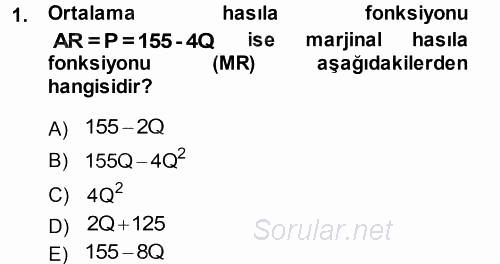 Matematiksel İktisat 2013 - 2014 Ara Sınavı 1.Soru