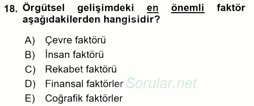 Performans ve Kariyer Yönetimi 2016 - 2017 Dönem Sonu Sınavı 18.Soru