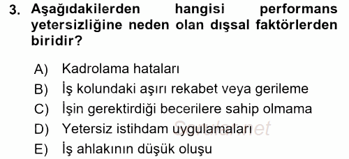 Performans ve Kariyer Yönetimi 2016 - 2017 Dönem Sonu Sınavı 3.Soru
