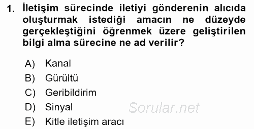 İletişim Kuramları 2017 - 2018 Ara Sınavı 1.Soru