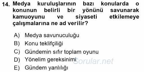 İletişim Kuramları 2017 - 2018 Ara Sınavı 14.Soru