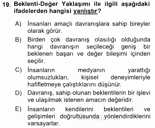 İletişim Kuramları 2017 - 2018 Ara Sınavı 19.Soru