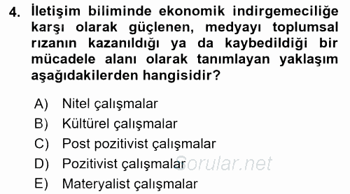 İletişim Kuramları 2017 - 2018 Ara Sınavı 4.Soru