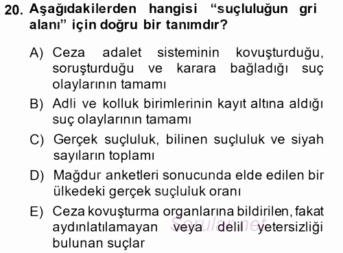 Suç Önleme Modelleri 2014 - 2015 Dönem Sonu Sınavı 20.Soru