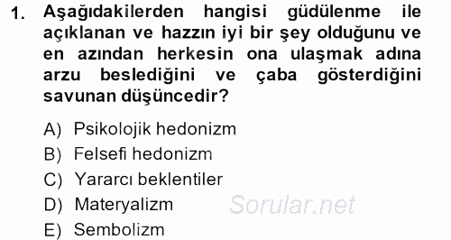 Tüketim Bilinci ve Bilinçli Tüketici 2013 - 2014 Dönem Sonu Sınavı 1.Soru