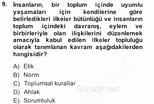 Tüketim Bilinci ve Bilinçli Tüketici 2013 - 2014 Dönem Sonu Sınavı 9.Soru