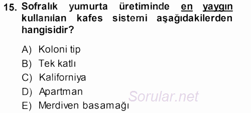 Temel Zootekni 2013 - 2014 Dönem Sonu Sınavı 15.Soru