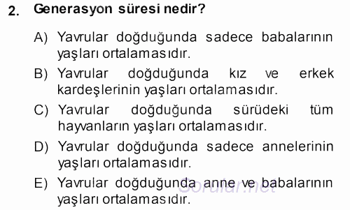 Temel Zootekni 2013 - 2014 Dönem Sonu Sınavı 2.Soru