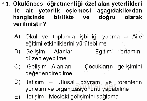 Özel Öğretim Yöntemleri 1 2015 - 2016 Dönem Sonu Sınavı 13.Soru