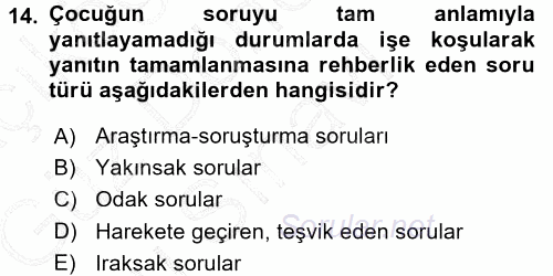 Özel Öğretim Yöntemleri 1 2015 - 2016 Dönem Sonu Sınavı 14.Soru