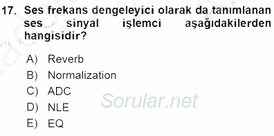 Radyo ve Televizyon Tekniği 2015 - 2016 Ara Sınavı 17.Soru