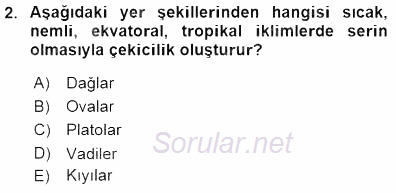 Turizm Coğrafyası 2015 - 2016 Dönem Sonu Sınavı 2.Soru