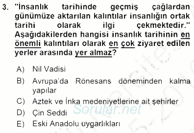 Turizm Coğrafyası 2015 - 2016 Dönem Sonu Sınavı 3.Soru