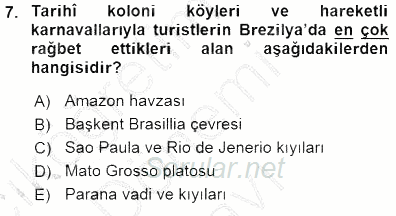 Turizm Coğrafyası 2015 - 2016 Dönem Sonu Sınavı 7.Soru
