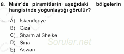 Turizm Coğrafyası 2015 - 2016 Dönem Sonu Sınavı 8.Soru