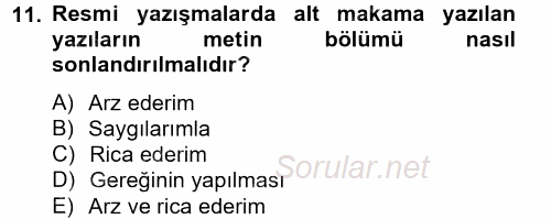 Dış Ticarette Bilgisayar Uygulamaları 2014 - 2015 Ara Sınavı 11.Soru