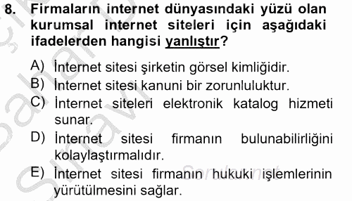 Dış Ticarette Bilgisayar Uygulamaları 2014 - 2015 Ara Sınavı 8.Soru