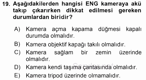 Radyo ve Televizyonda Ölçü Bakım 2015 - 2016 Tek Ders Sınavı 19.Soru