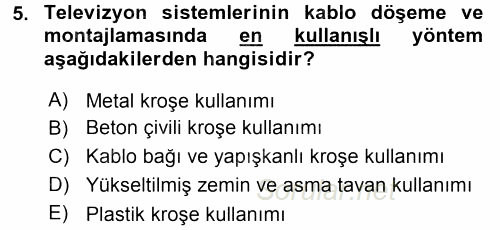 Radyo ve Televizyonda Ölçü Bakım 2015 - 2016 Tek Ders Sınavı 5.Soru