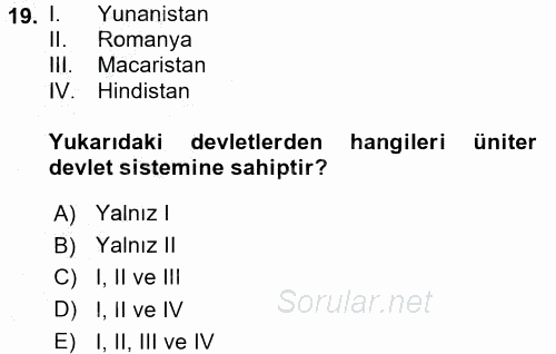 Mahalli İdareler Maliyesi 2016 - 2017 Ara Sınavı 19.Soru