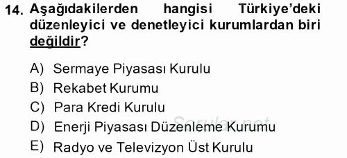 Kamu Yönetimi 2014 - 2015 Tek Ders Sınavı 14.Soru