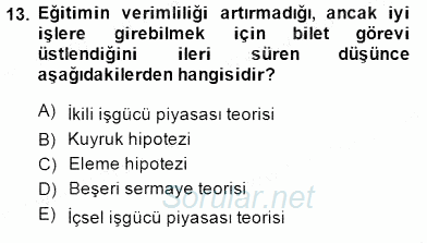 Bilgi Ekonomisi 2014 - 2015 Dönem Sonu Sınavı 13.Soru
