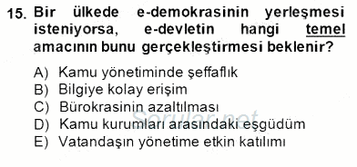 Bilgi Ekonomisi 2014 - 2015 Dönem Sonu Sınavı 15.Soru