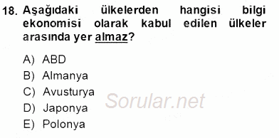 Bilgi Ekonomisi 2014 - 2015 Dönem Sonu Sınavı 18.Soru