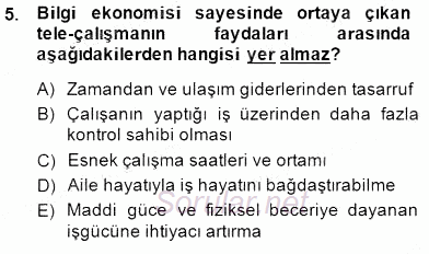 Bilgi Ekonomisi 2014 - 2015 Dönem Sonu Sınavı 5.Soru