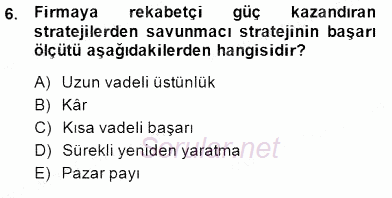 Bilgi Ekonomisi 2014 - 2015 Dönem Sonu Sınavı 6.Soru