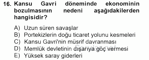 İslam Tarihi ve Medeniyeti 2 2012 - 2013 Ara Sınavı 16.Soru