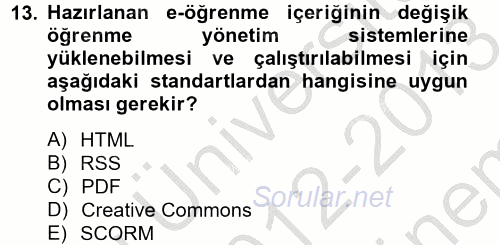 Temel Bilgi Teknolojileri 2 2012 - 2013 Dönem Sonu Sınavı 13.Soru