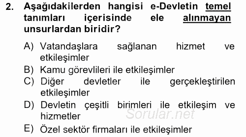 Temel Bilgi Teknolojileri 2 2012 - 2013 Dönem Sonu Sınavı 2.Soru