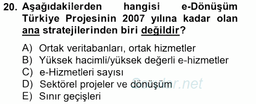 Temel Bilgi Teknolojileri 2 2012 - 2013 Dönem Sonu Sınavı 20.Soru