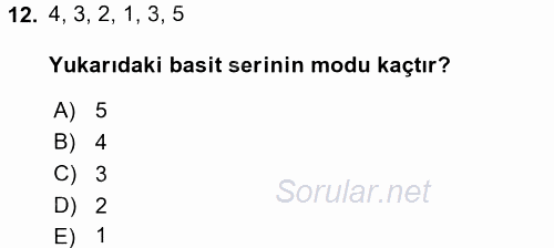 İstatistik 2016 - 2017 Ara Sınavı 12.Soru